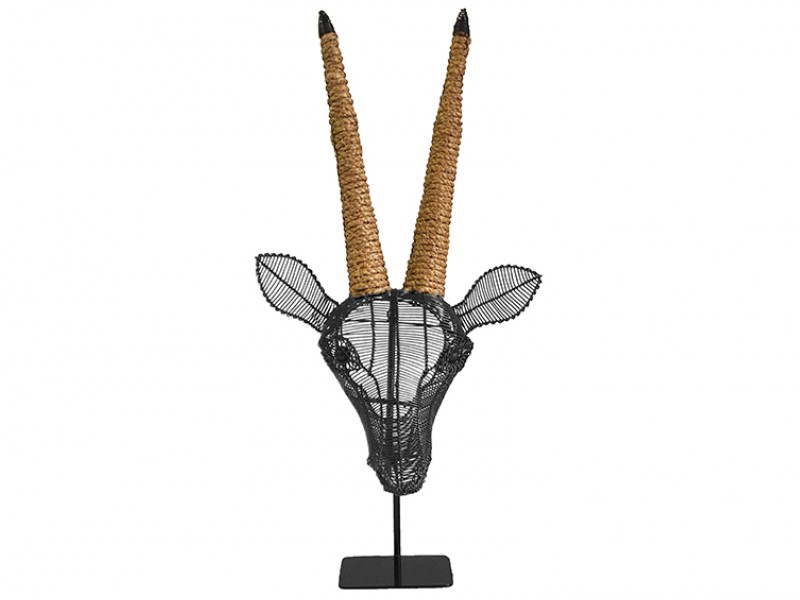 Gemsbok 55cm Wall Hanging - Black With Manilla Rope